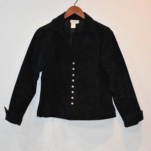 Black Suede Jacket Genuine Leather Fully Lined SIZE SMALL Flattering Darts